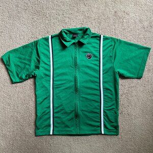 Nike Top Womens XL Full Zip Spread Collar Fleece Short Sleeve Basketball Vtg